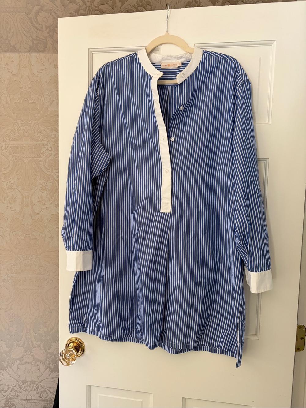 Blue and White Striped Tunic Shirt dress tory burch 14 xl
